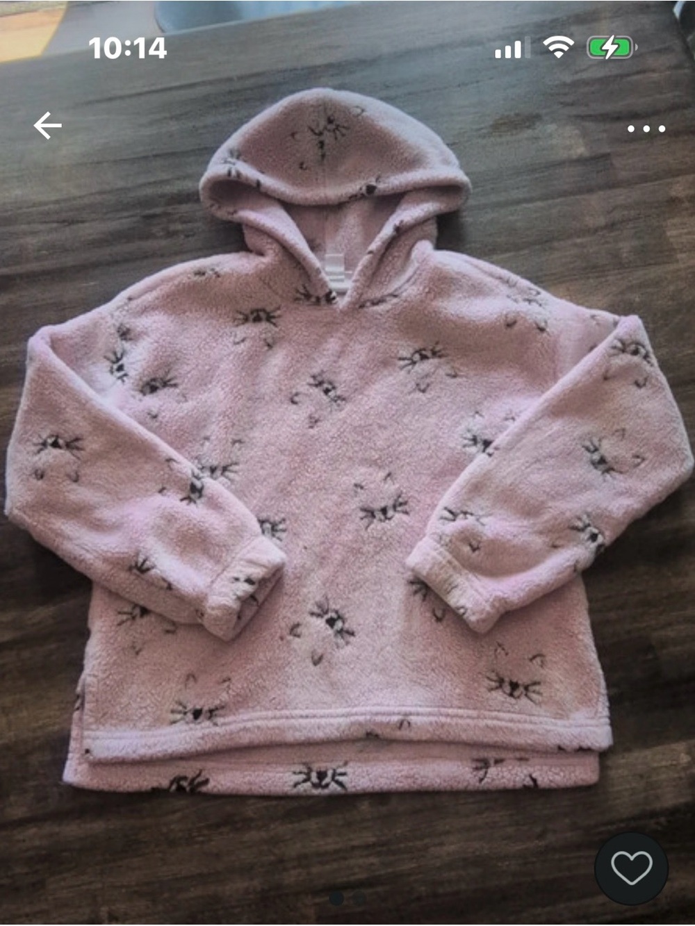 Falls Creek Kids Plush Hooded Pullover Jacket - Pink with Cat Print